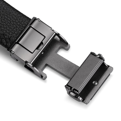 Automatic buckle men's belt leather lychee pattern