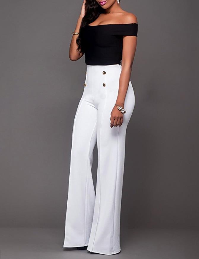 Stylish Slim Personality Double-Breasted Flared Trousers