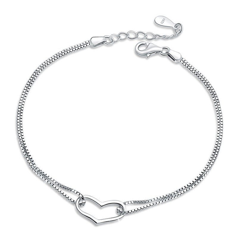 Single heart-shaped silver bracelet Bracelet