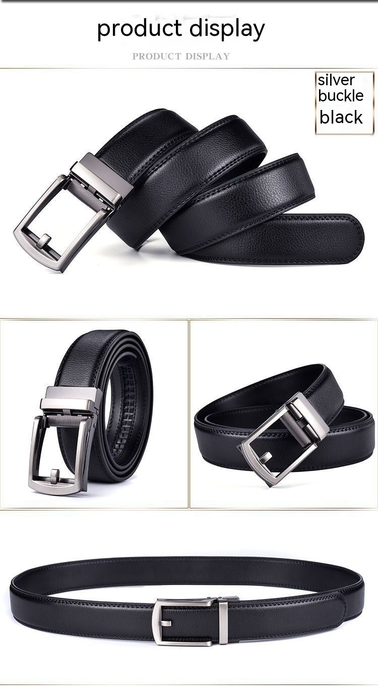 Men's Two-layer Cowhide Business Automatic Buckle Belt