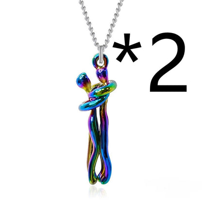 Hot Sale Affectionate Hug Necklace Couples Anniversary Valentine's Day Gift Fashion Punk Street Style Pendant Necklace