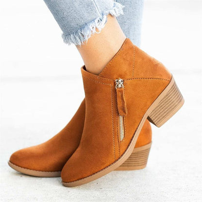 Flat side zip ankle boots