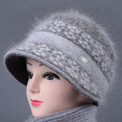 Plush Thick Old Lady Knitted Cotton Hat