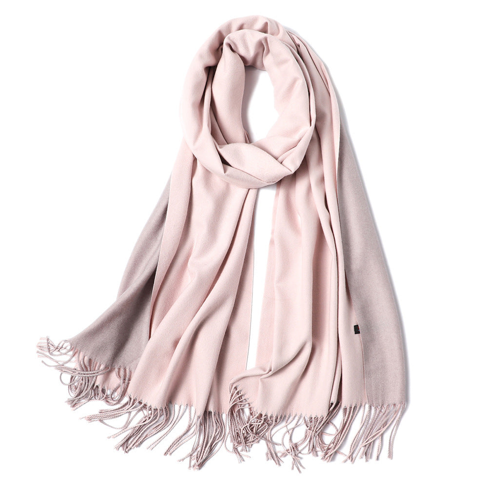 Korean double-sided faux cashmere shawl