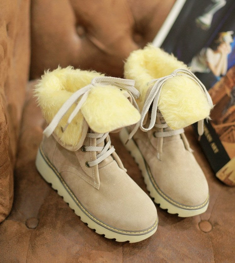 Frosted fur boots snow boots Lace Up Boots