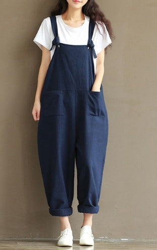 Women's Casual Trousers With Brushed Cotton Suspenders