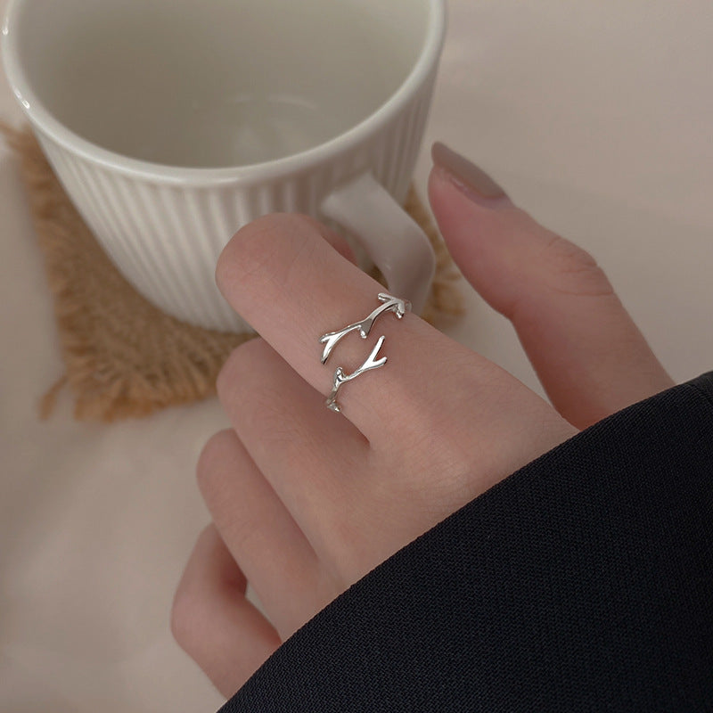 Branch Ring Female Simple Personality Super Fairy Girl Heart Ins Fashion Temperament Index Finger Ring Adjustable