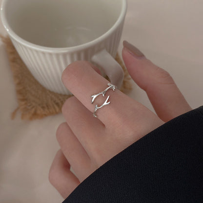 Branch Ring Female Simple Personality Super Fairy Girl Heart Ins Fashion Temperament Index Finger Ring Adjustable