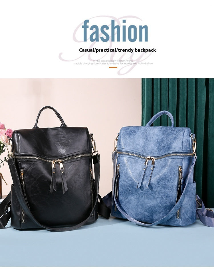 Women's Fashion Solid Color Pu Backpack