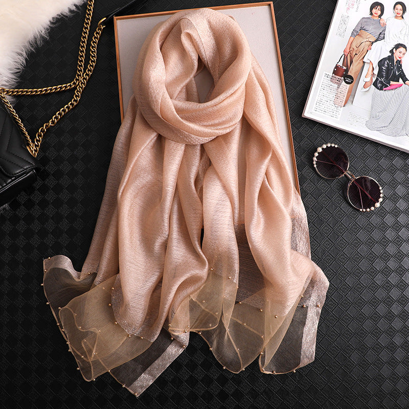 Fashion Big Red Silk Scarf Women's Thin Scarf All-match