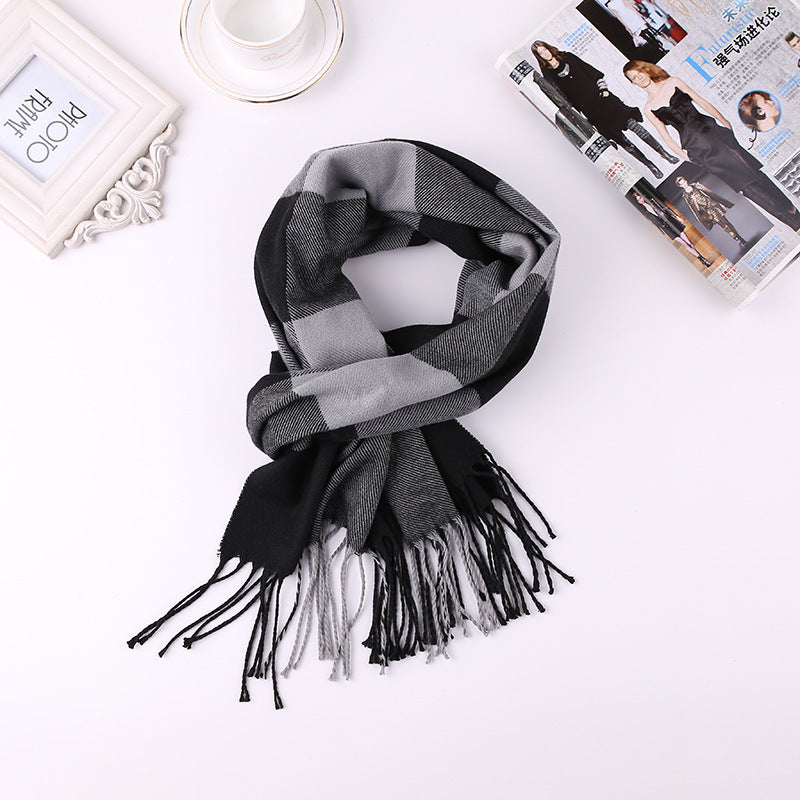 Men's Fashion English Plaid Faux Cashmere Scarf