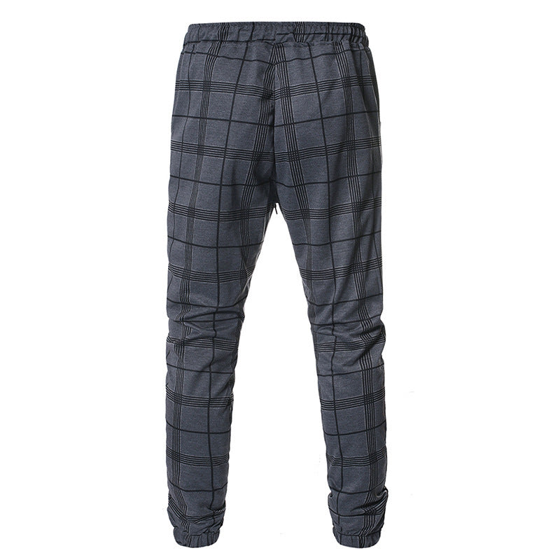 Micro-elastic plaid pants