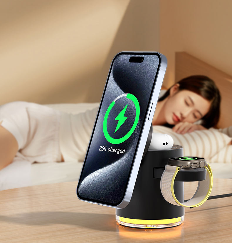 Qi2 magnetic three in one wireless charger folding three in one wireless charger suitable for Apple 15 charger