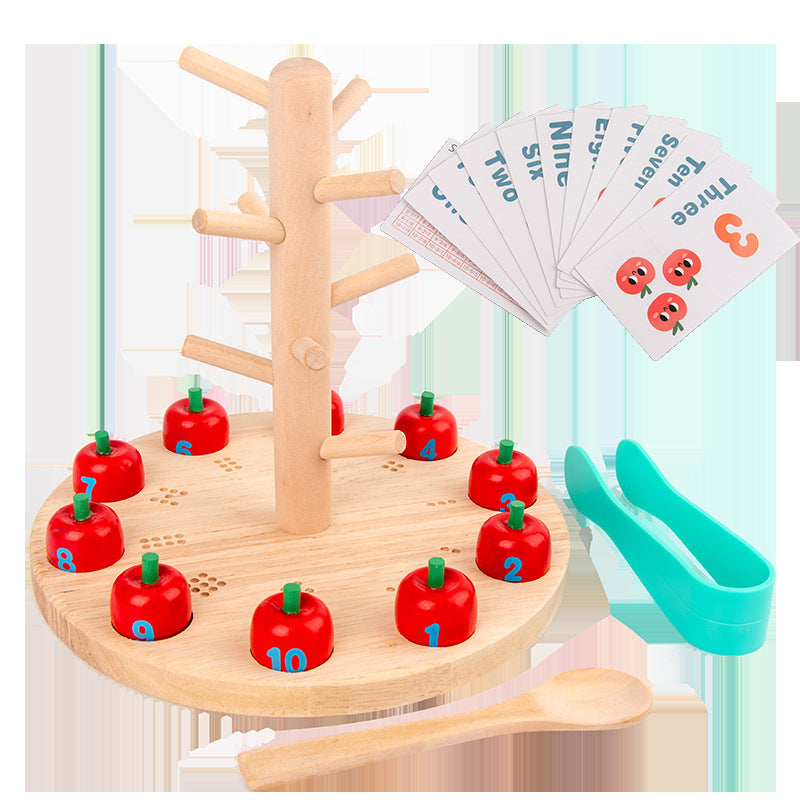 Montessori Early Education Digital Spelling Puzzle Picking Apple Toy Exercise Small Hand Fine Focus Picking Apple Game