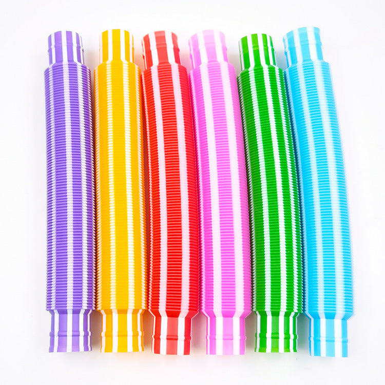 Pop Tube Color Plastic Flash Led Stretch Bellows Vent Telescopic Tube Decompression Glowing Toys 10 Pcs