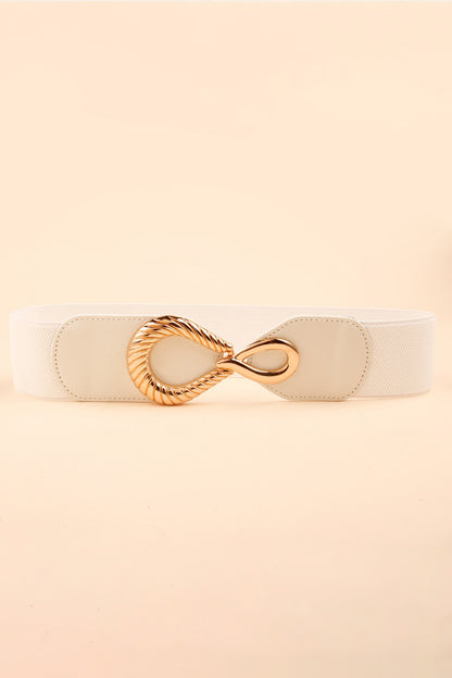 Ribbed Alloy Buckle Elastic Belt