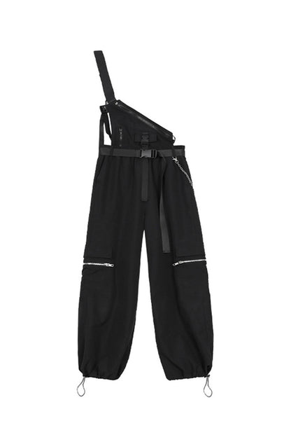 Women's New Loose Straight Black Overalls Overalls