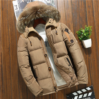 Men's down jacket short white duck down