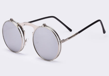 Retro flip cover polarizer men and women general sunglasses metal sunglasses