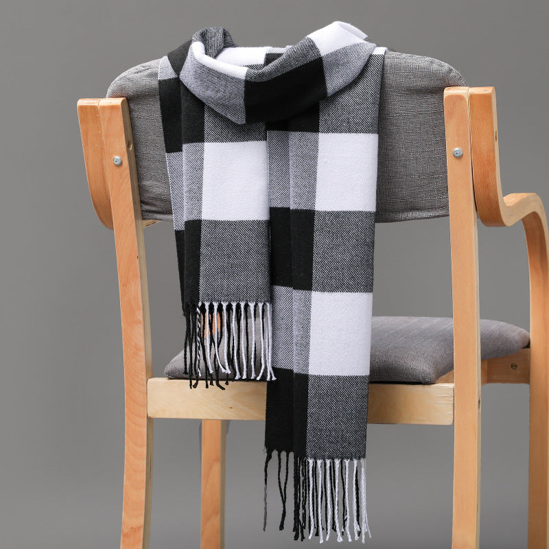 British Plaid Imitation Cashmere Tassels Couple Parent-child Men's Scarf