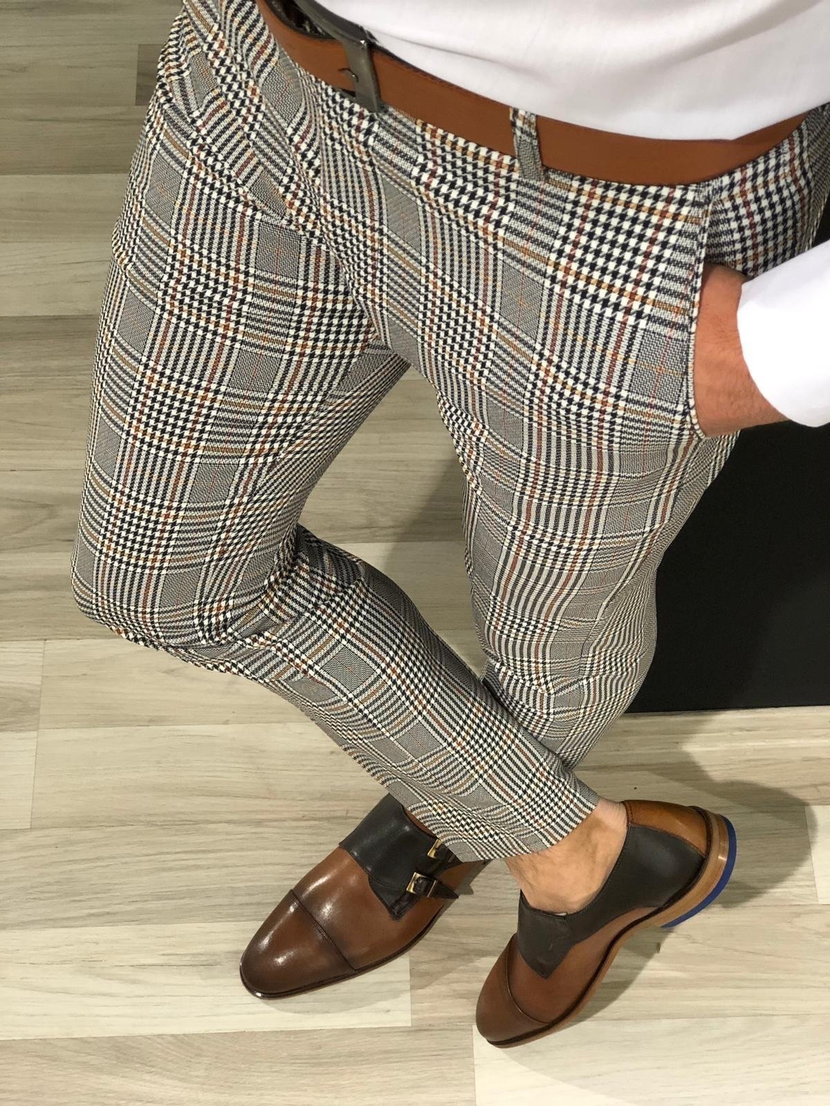 Men's casual plaid pants