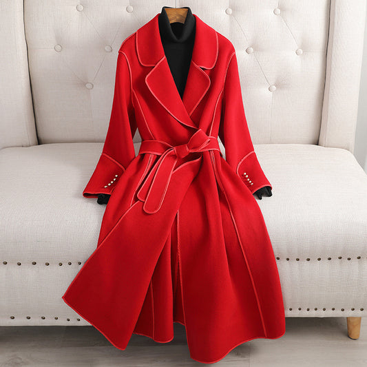 Overcoat Women's Slimming Mid-length Over-the-knee High-end Woolen Coat