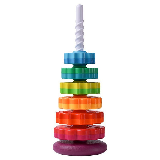 Yi Infant Cognitive Rainbow Rotating Tower Toy Geometric Ferrules Folding Joyful Rotating Tower