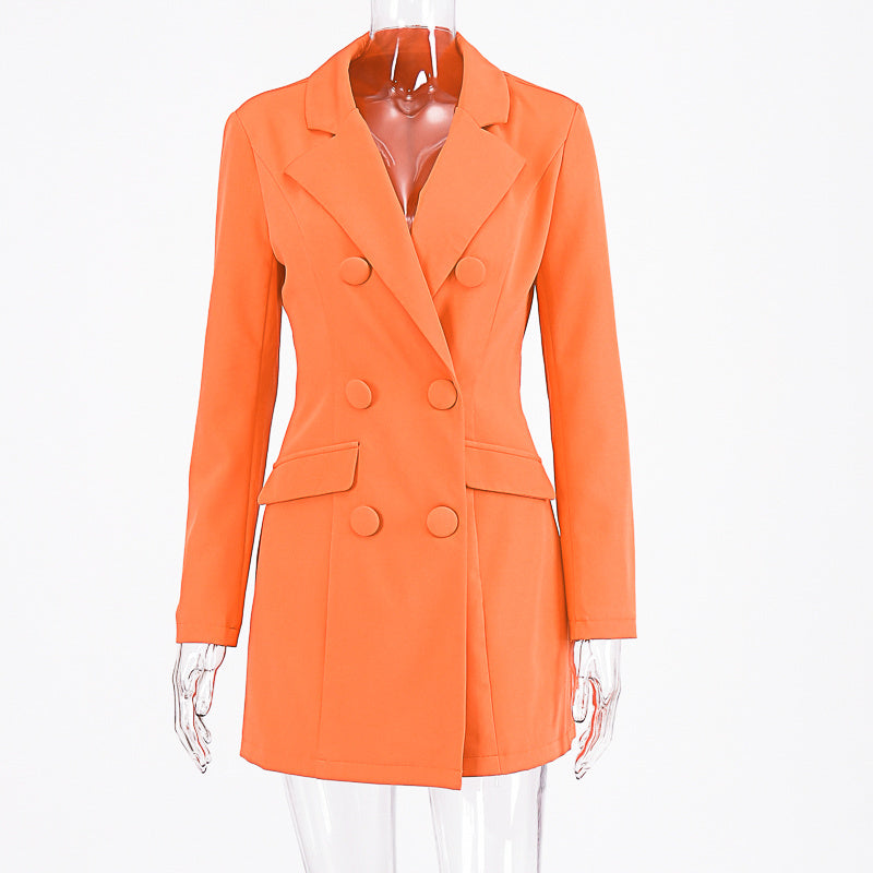 Women's solid color long trench coat