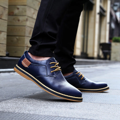 Men's Casual Leather Shoes Top Layer Daily Shoes Trend Men's Shoes British Tie Dress Shoes