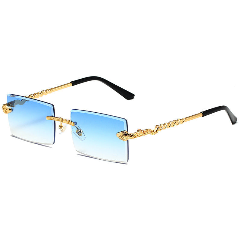 New Snake Shaped Metal Cut Edge Sunglasses For Women