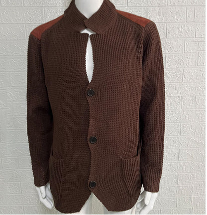 Stand Up Collar Cardigan Men Knitted Jacket