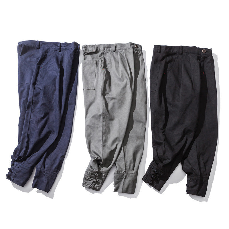 Men's mouth buckle casual pants