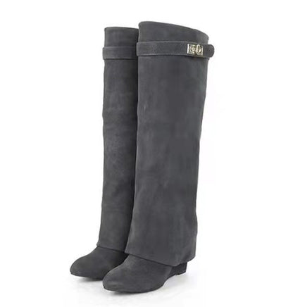 New Wedge Pants Boots Metal Lock Pants Fashion Women Sleeve