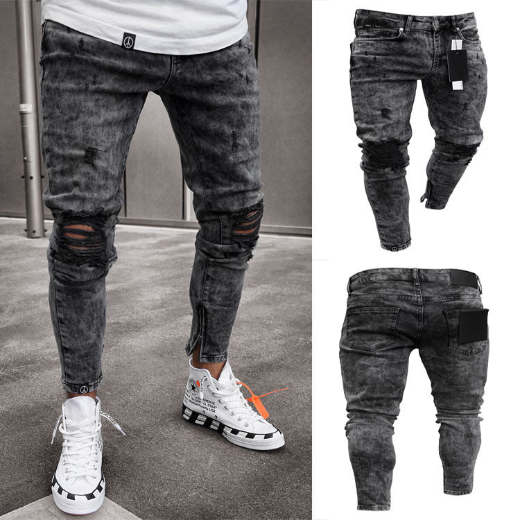 Men's ripped pants denim pants