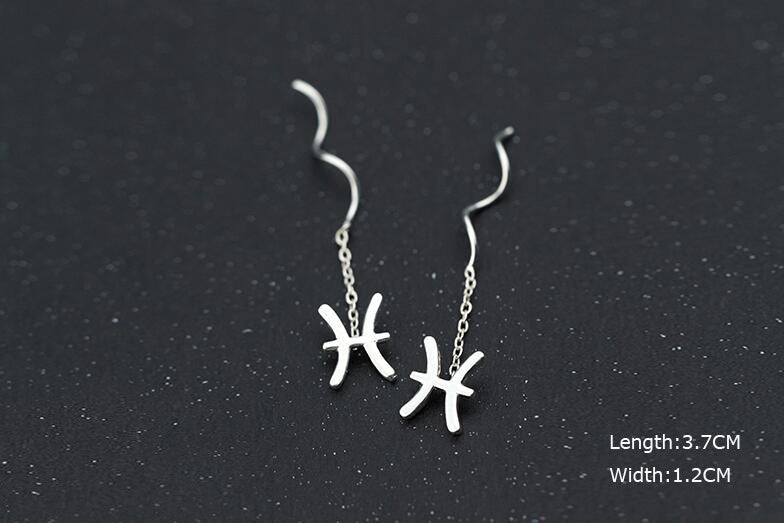 Personality 12 Constellation Ear Line Temperament Wave Ear Chain Earring