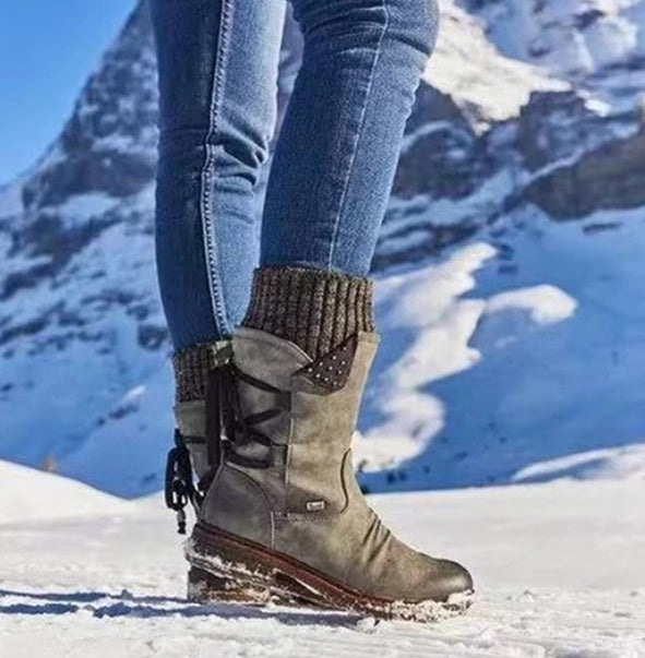 Winter Warm Back Lace Up Boots