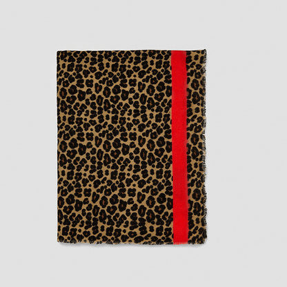 Festive Red Classic Leopard Pattern Imitation Cashmere Autumn And Winter Thick Warm Talma