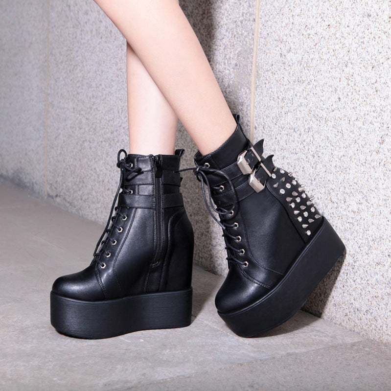 Thick-soled inner heightened short Martin boots