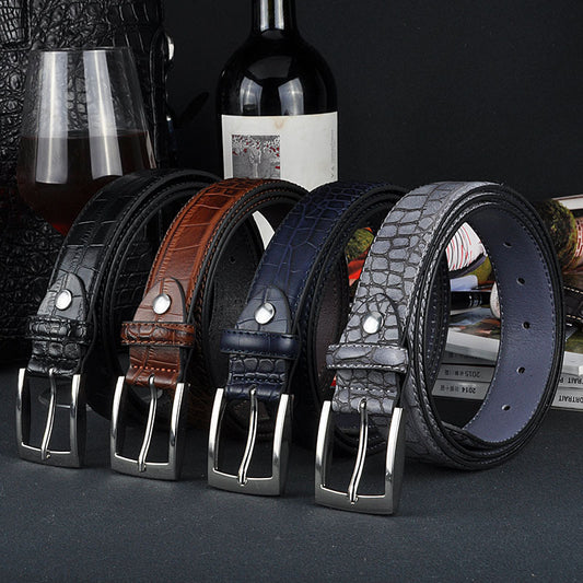 Men's Casual Pattern Pu Pin Buckle Belt