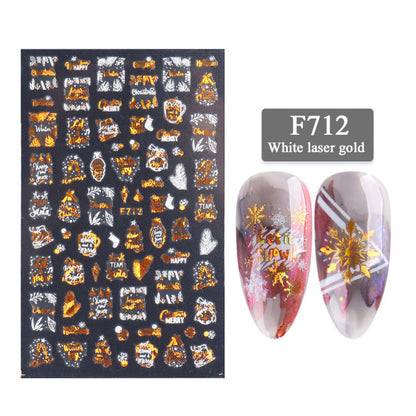 New Nail Stickers 3D Christmas Series Two-color Golden Laser Snowflake Thin Stickers Nail Art Design Nail Art Stickers