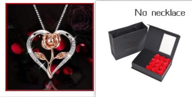 Zircon Heart Rose Silver Necklace For Women