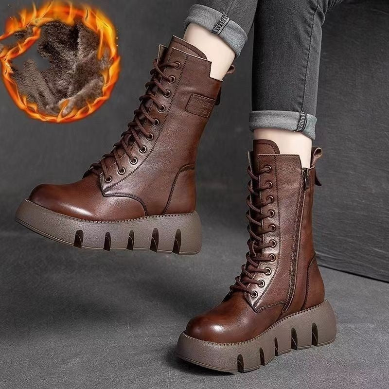 Women's All-match High-top Belt Buckle Vintage Martin Boots