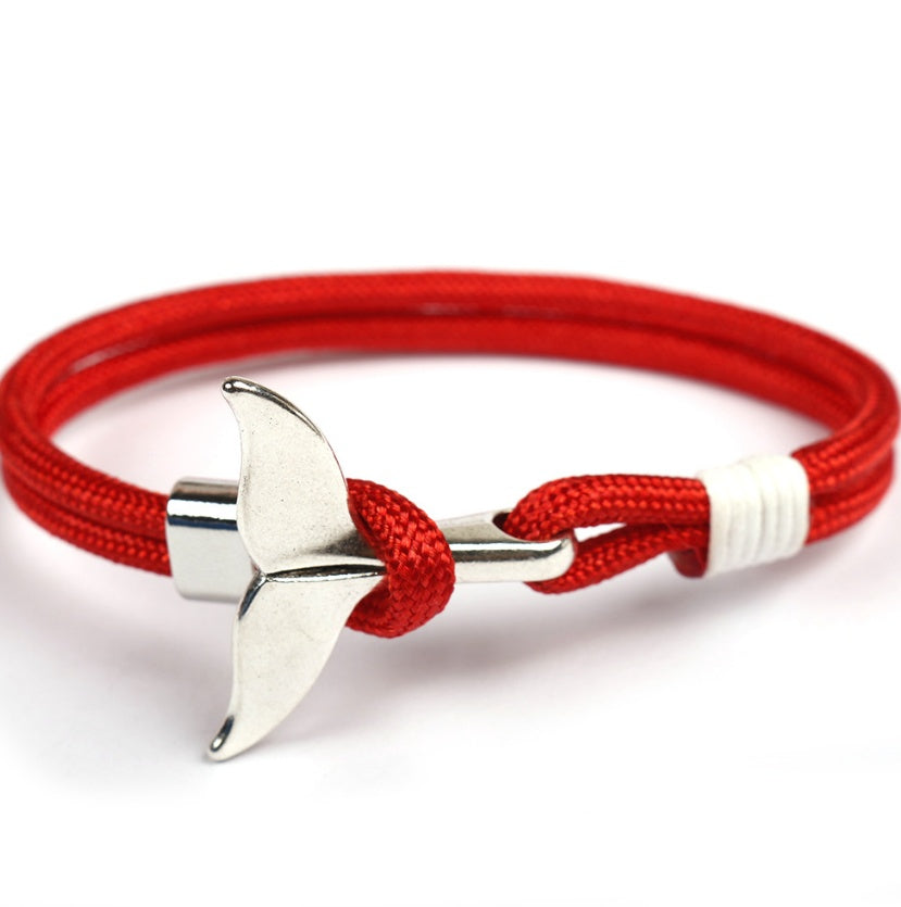 Anchor whale tail umbrella rope handmade couple bracelet