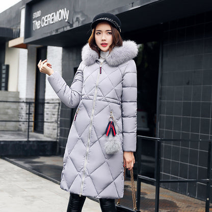 Long hooded padded down coat coat women