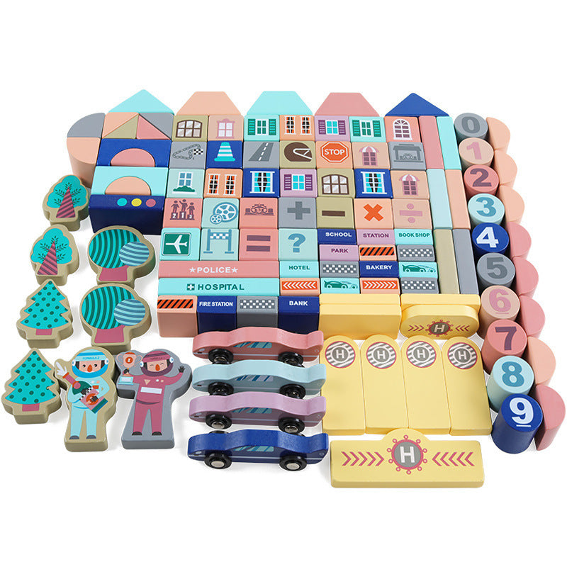 Racing street scene assembling educational toys