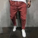 Men's Pants Solid Color Cropped Pants With Elastic Band