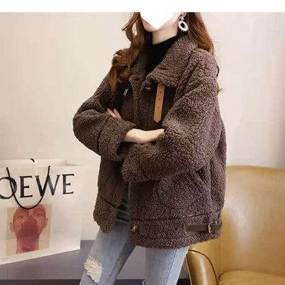 Lamb Wool Coat Women's Long Sleeve Warm