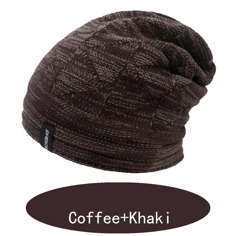 Two-color Wool Warm Knitted Hat For Ear Protection In Autumn And Winter