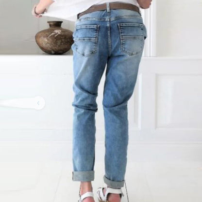 Women's Beaded Fashion Breasted Straight Jeans