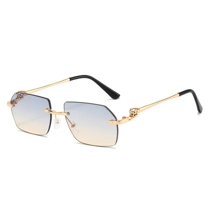 Frameless Trimming Leopard Sunglasses For Men And Women